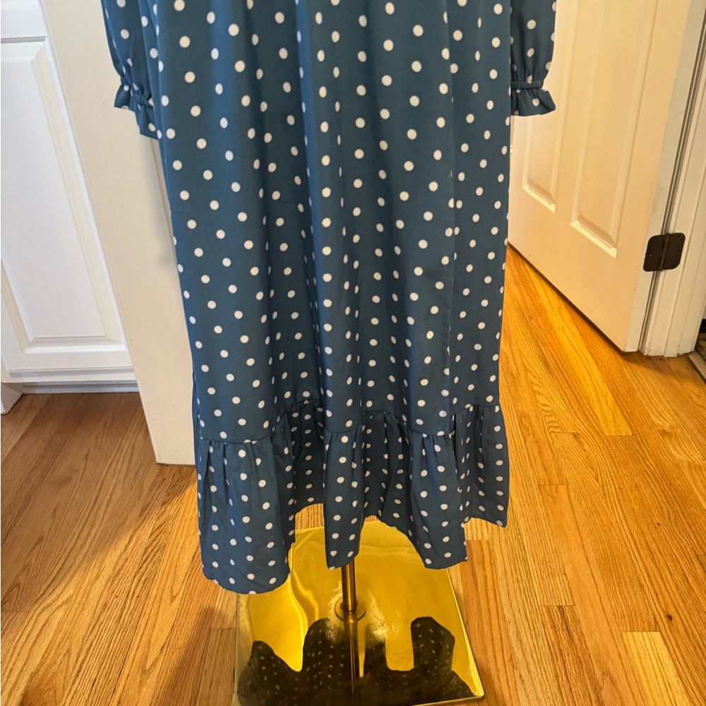 Polka Dot Blue Maxi Dress - Picture 3 of 7